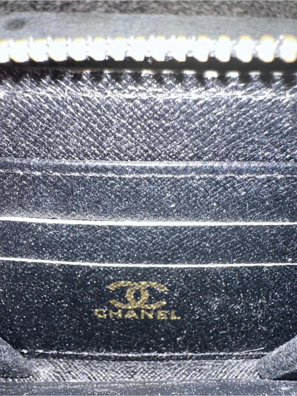 2017 CHANEL Black Quilted Leather Zip Wallet